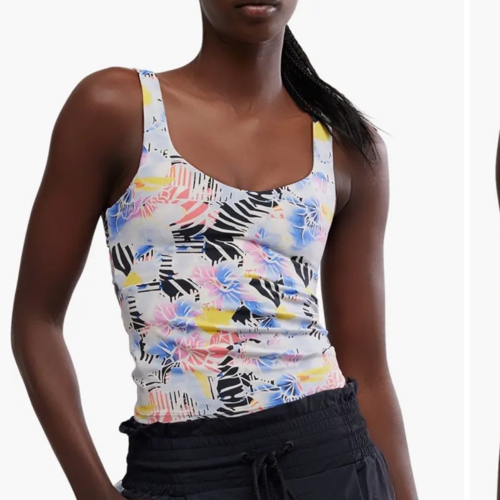 Free People Movement Never Better Long Tank Top In Pink Combo.Size S